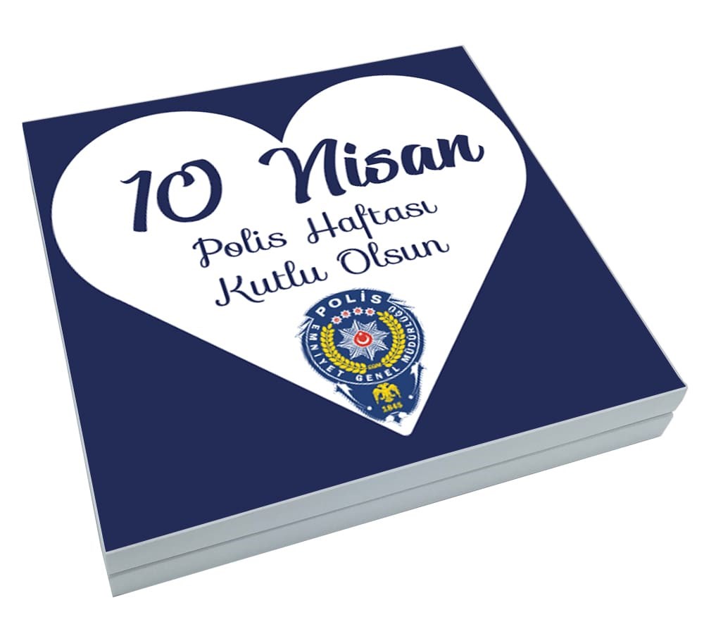 Polis Haftası Kalp Baskılı Yaldızlı Çikolata