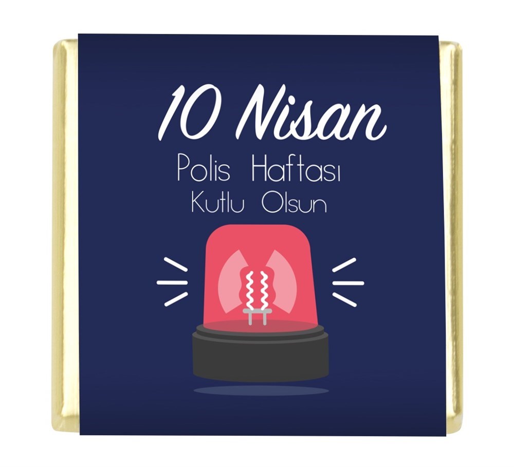 Polis Haftası Siren Baskılı Madlen Çikolata Metal Kutu (32 Adet)