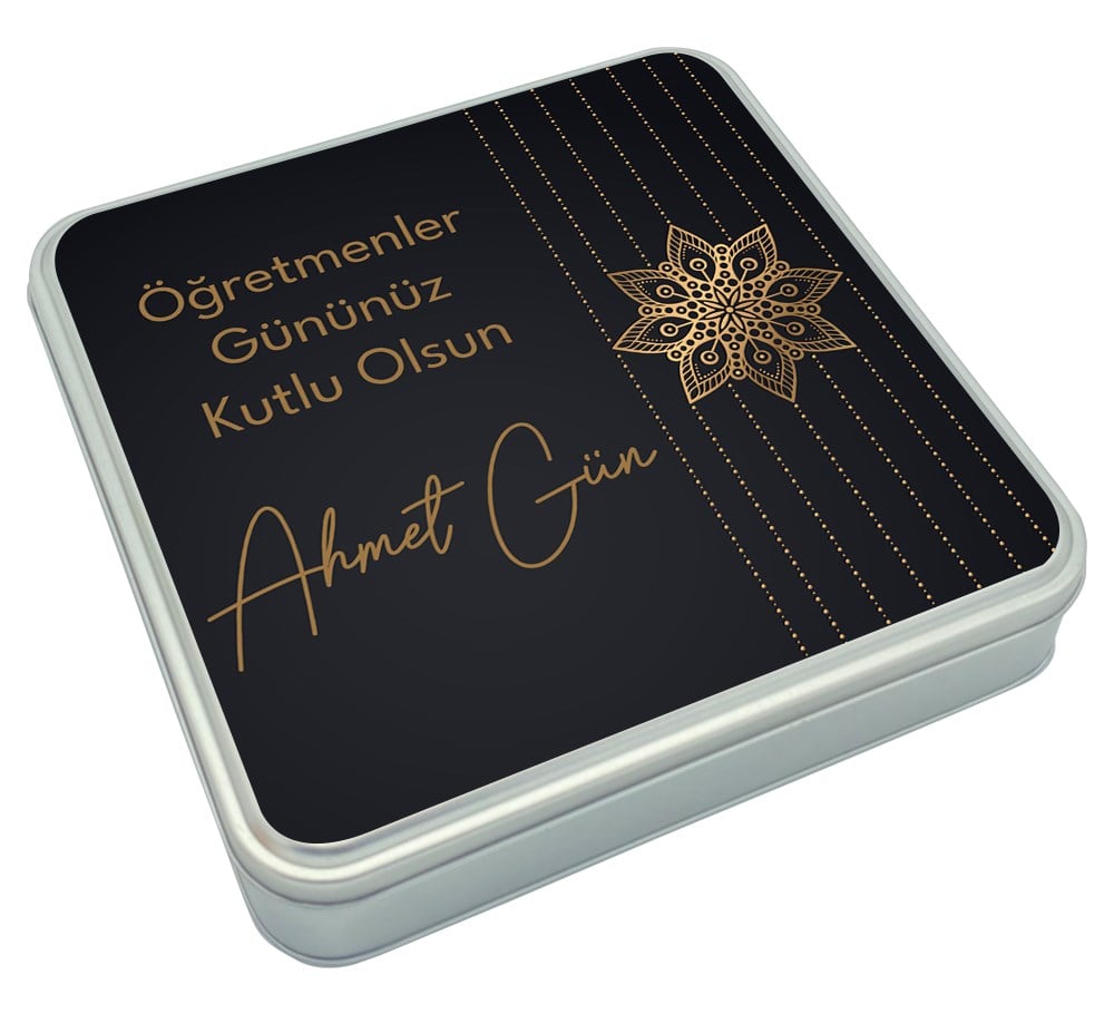 Premium Konsept Öğretmenler Günü Hediyesi Renkli Fındıklı Çikolata Metal Kutu