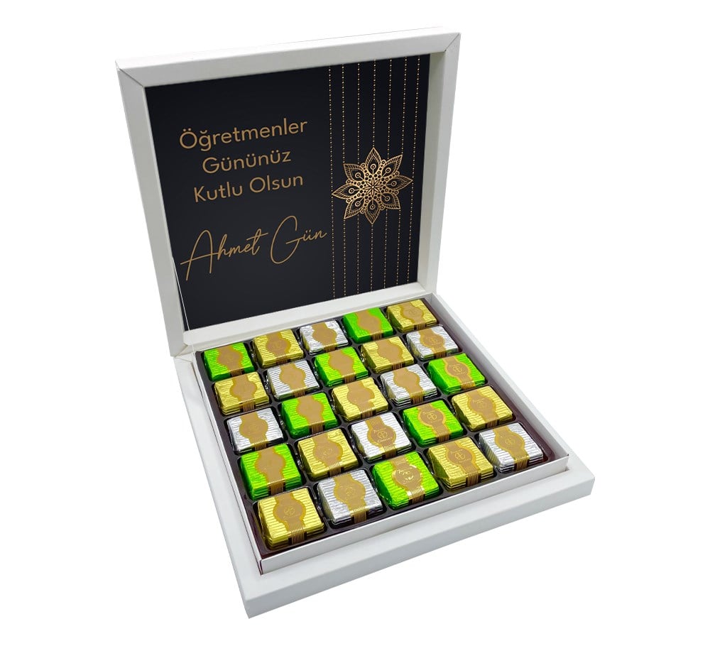 Premium Konsept Öğretmenler Günü Hediyesi Premium Çikolata Sunum Kutulu