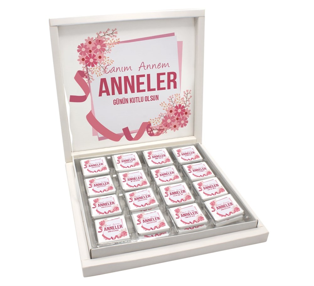 Şerit Desenli Anneler Günü Çikolatası Madlen 32 Adet