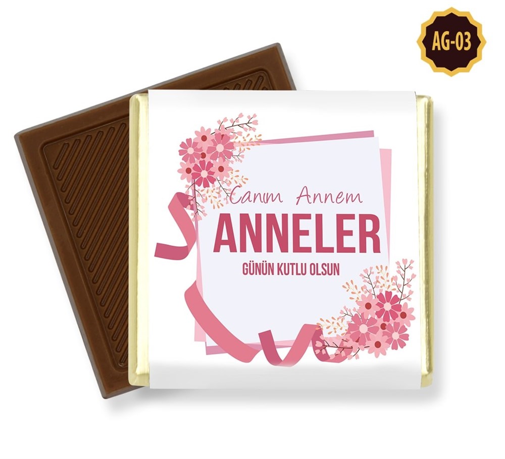 Şerit Desenli Anneler Günü Çikolatası Madlen 32 Adet