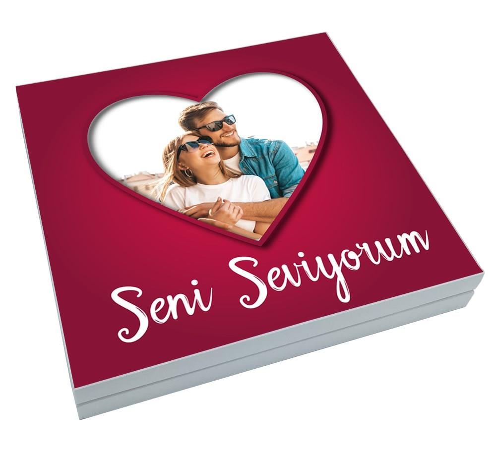 Sevgililer Günü Çikolatası Fotoğraflı Sunum Kutulu 48 Adet