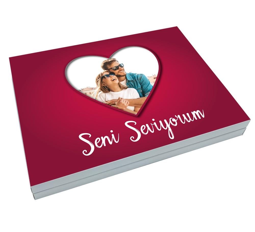 Sevgililer Günü Çikolatası Fotoğraflı Büyük Sunum Kutulu 48 Adet