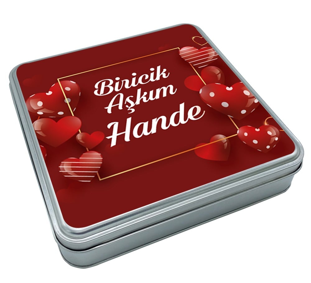Sevgililer Günü Çikolatası Kırmızı Kalpli Metal Kutulu 48 Adet