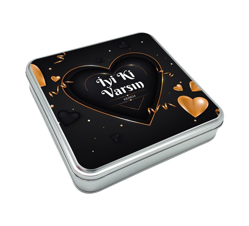 Sevgililer Günü Hediyesi Altın Kalpli Çifte Kavrulmuş Lokum + Draje