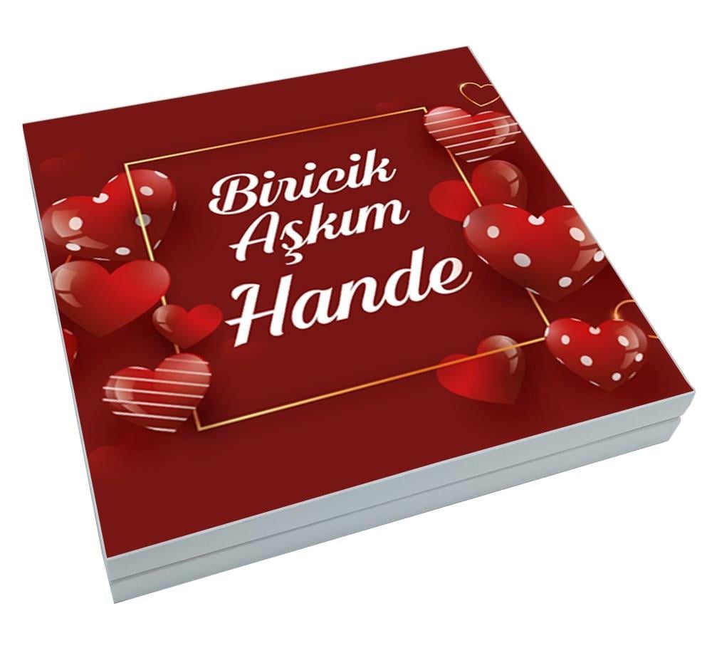 Sevgililer Günü Hediyesi Kırmızı Kalpli Özel Yaldızlı Çikolata