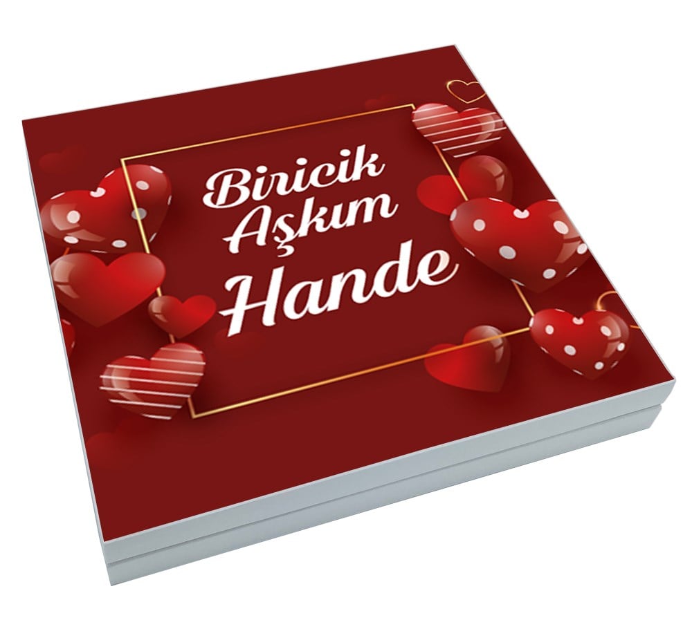 Sevgililer Günü Hediyesi Kırmızı Kalpli Özel Yaldızlı Çikolata