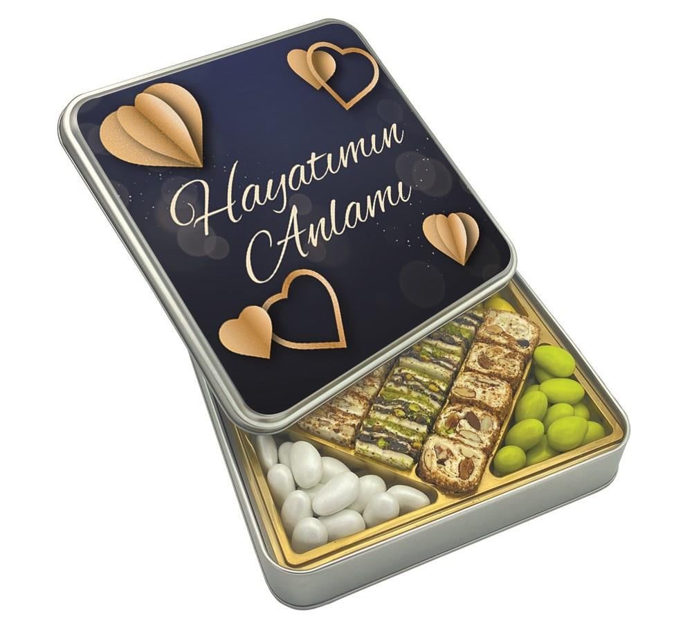 Sevgililer Günü Hediyesi Lacivert Desenli Special Baklava Lokum & Draje