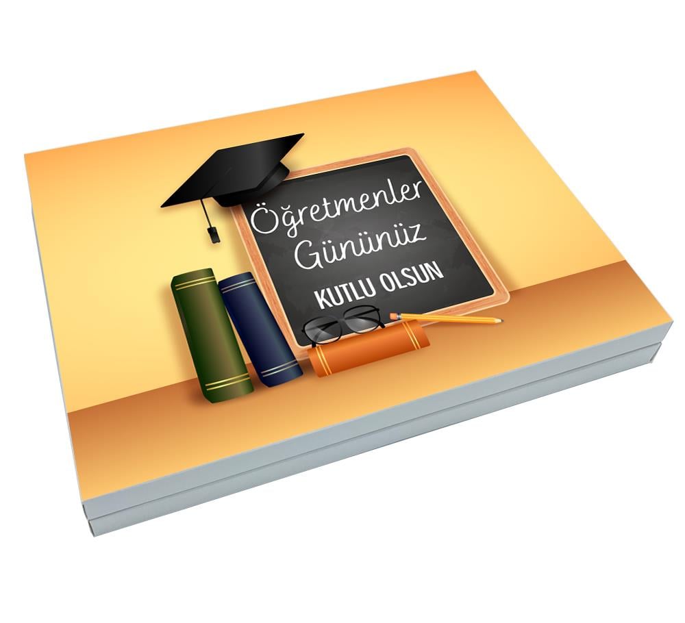 Tahta Desenli Hediyelik Öğretmenler Günü Madlen Çikolata Büyük Sunum Kutulu (72 Adet)