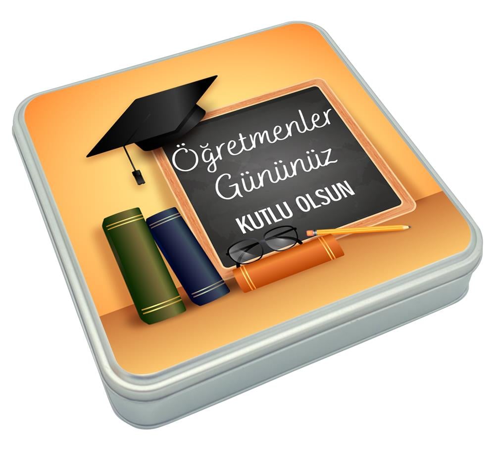 Tahta Desenli Öğretmenler Günü Hediyesi Açık Madlen Çikolata Kutusu