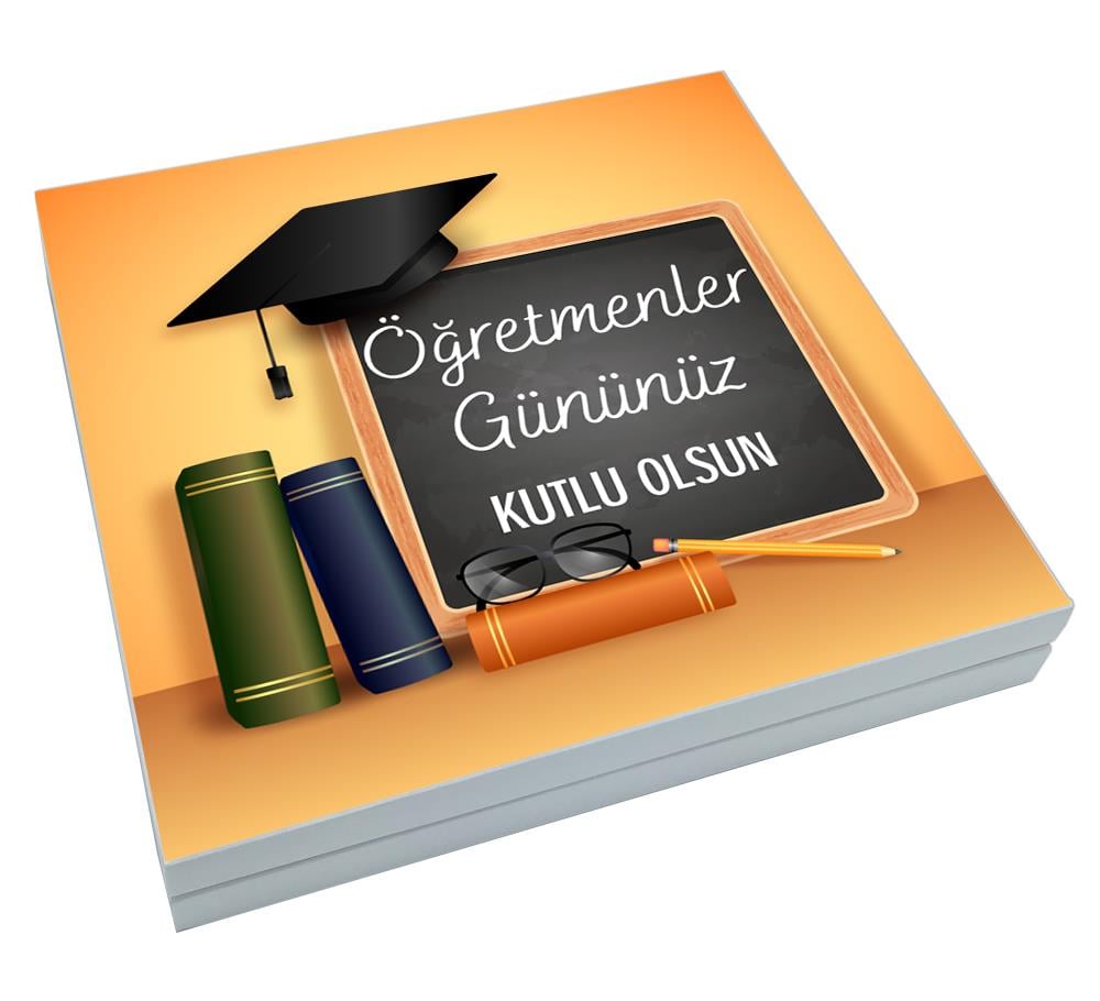 Tahta Desenli Öğretmenler Günü Hediyesi Baklava Lokum Sunum Kutulu