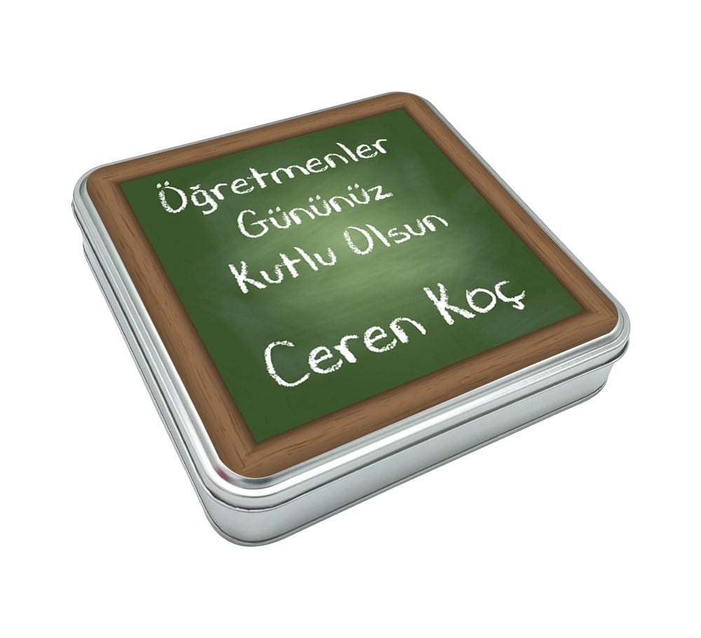 Tebeşir Desenli Öğretmenler Günü Hediyesi Baklava Lokum Kutusu