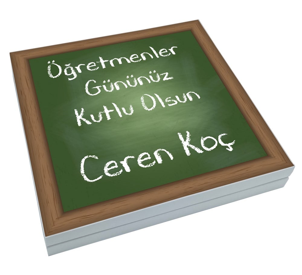 Tebeşir Desenli Öğretmenler Günü Hediyesi Madlen Çikolata Sunum Kutulu (32 Adet)