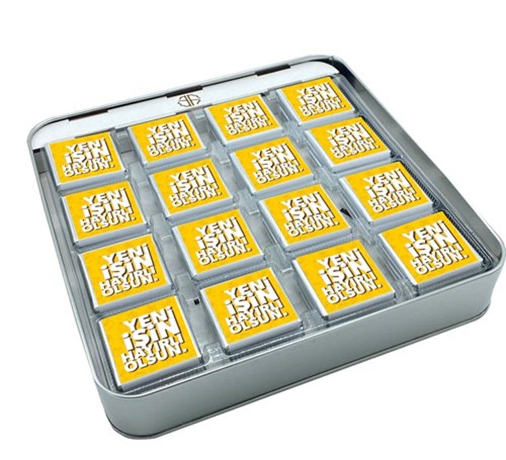 Yeni İş Tasarımlı Madlen Çikolata 32 Adet Metal Kutu