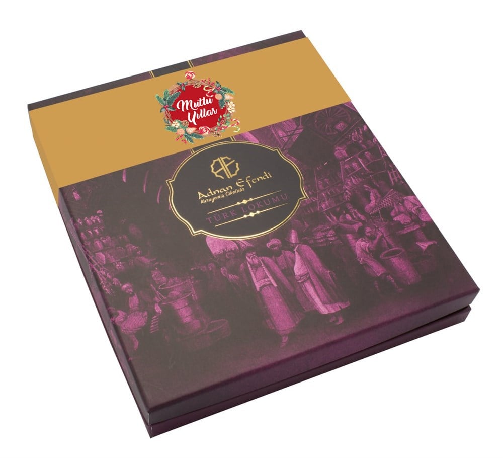 Yılbaşı Hediyesi Osmanlı Serisi Bordo Gül Yapraklı Kutu Lokum 1010gr