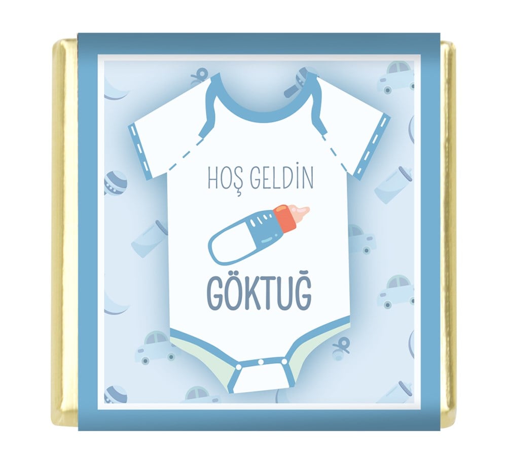 Zıbın Desenli Erkek Bebek Çikolatası (32 Adet)