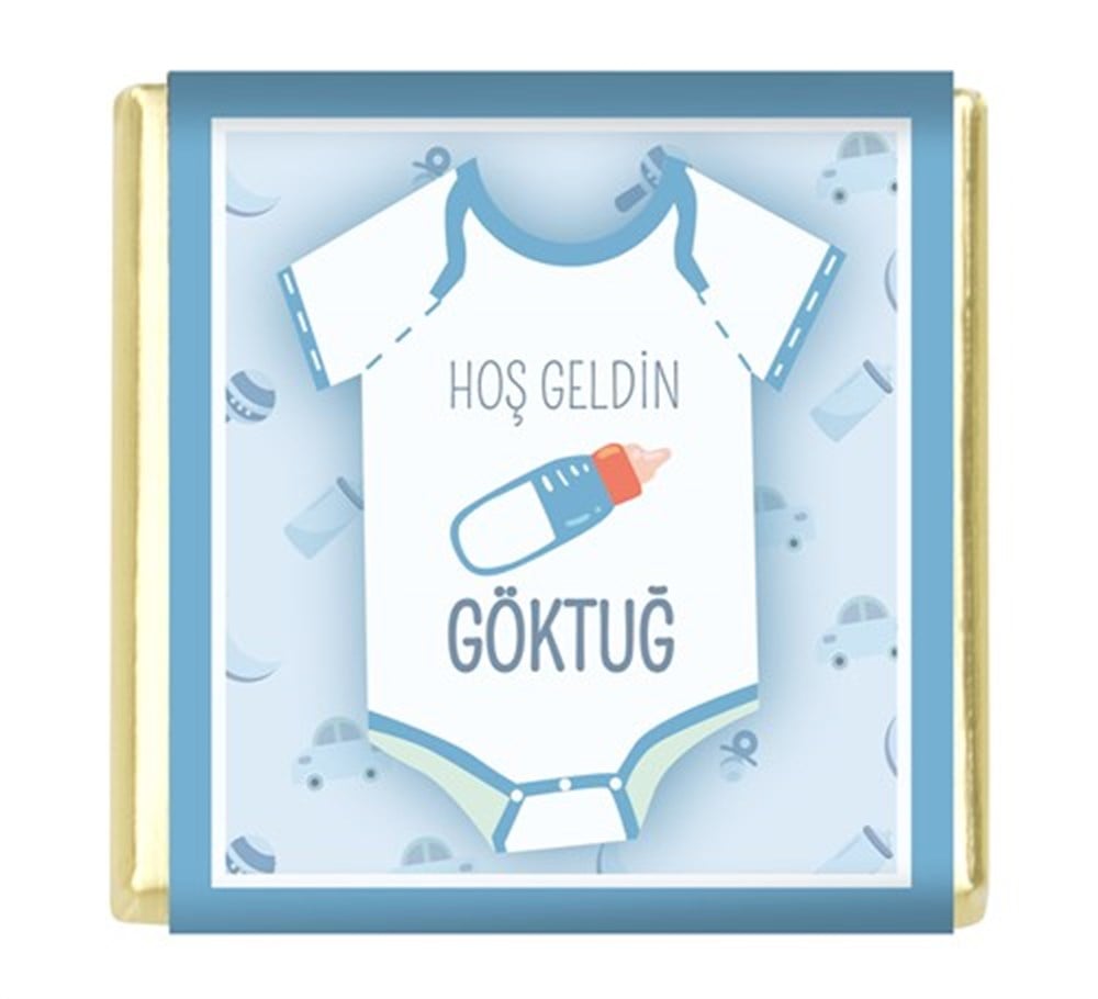 Zıbın Desenli Erkek Bebek Çikolatası (32 Adet)
