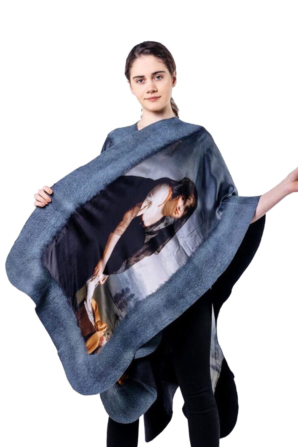  İpek Keçe Gri Panço Boldini Deneme