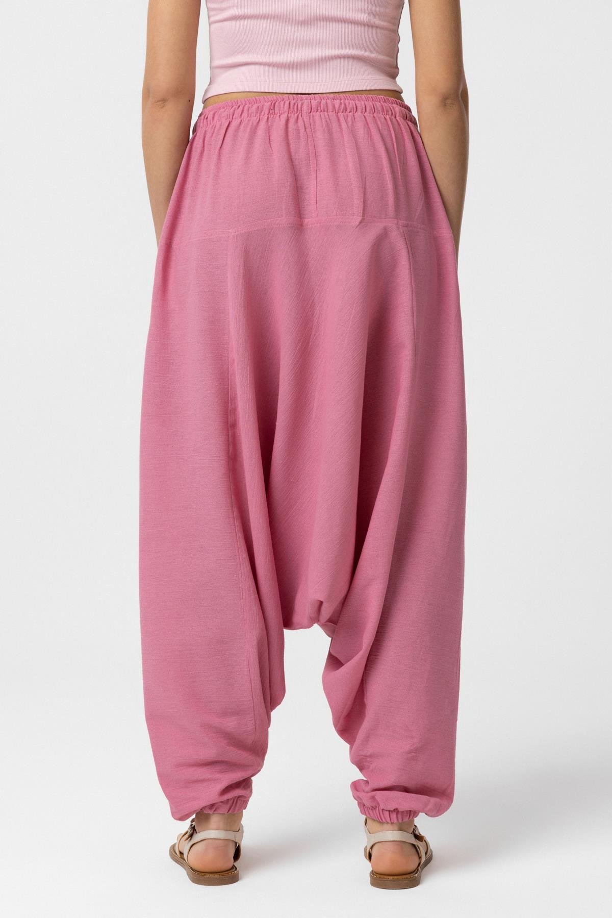 Açık Pembe Rahat Kesim Cepli Şalvar Pantolon