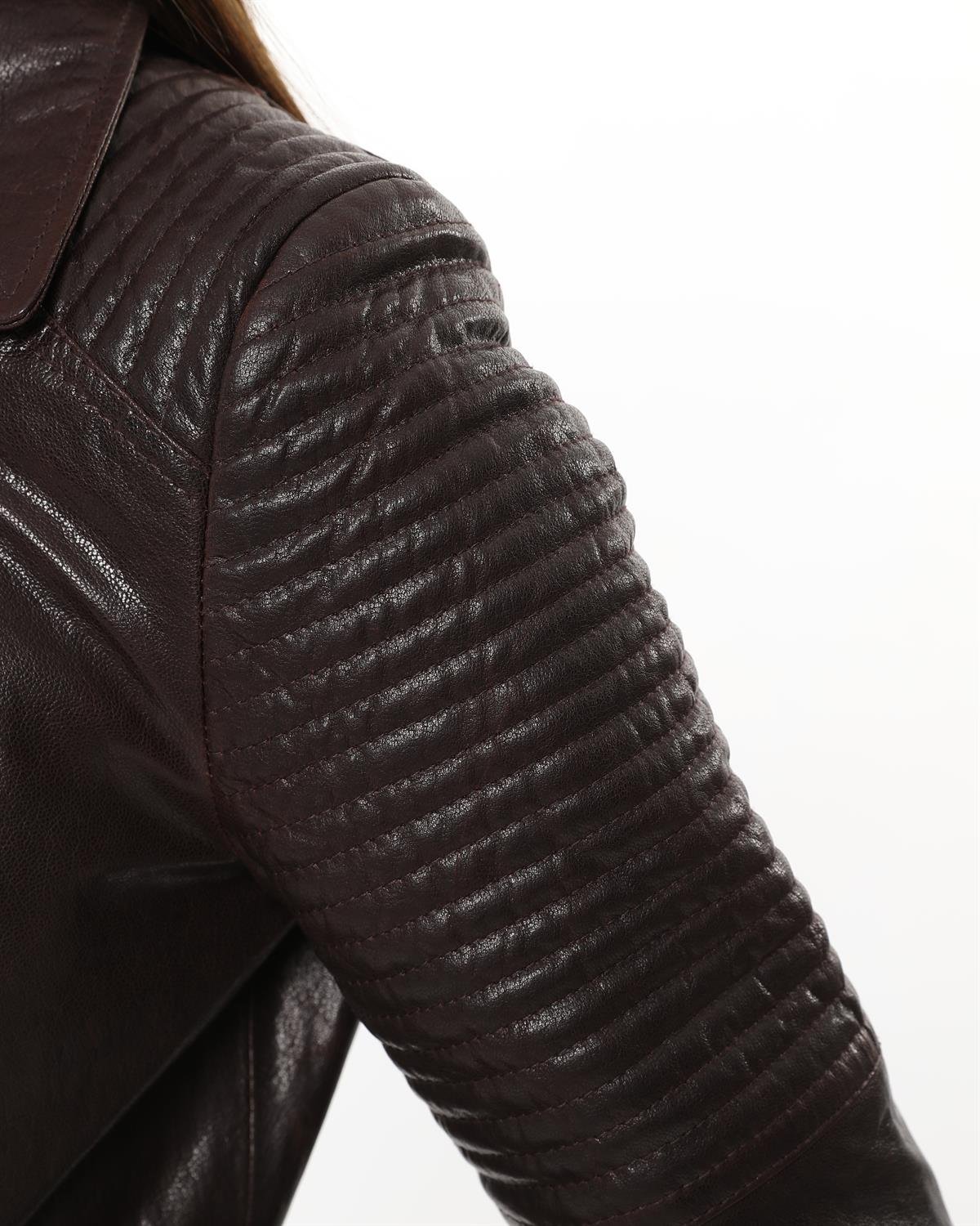 Agnes Brown Women's Leather Coat