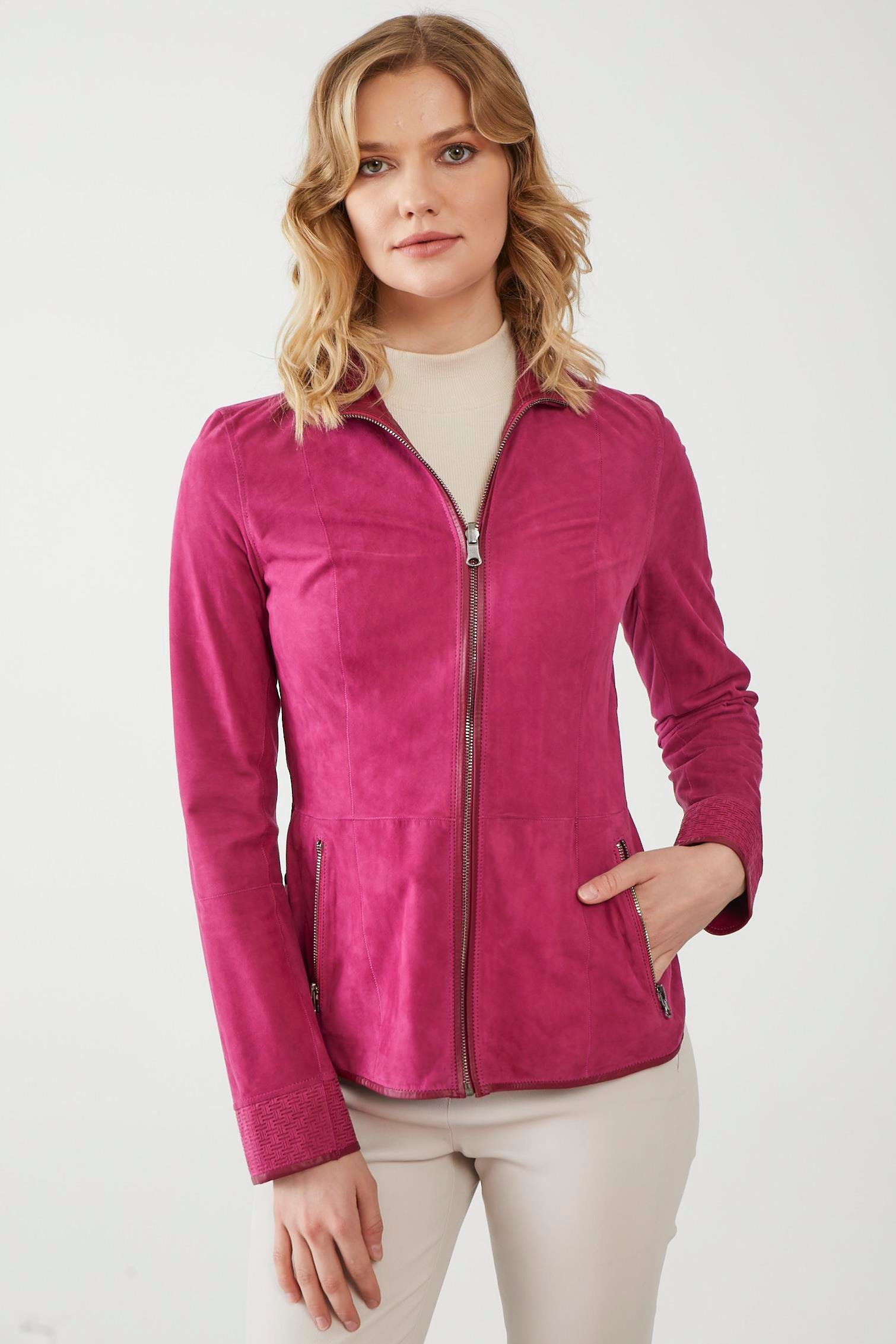 Aisha Dark Pink WomenS Double-Sided Suede Coat