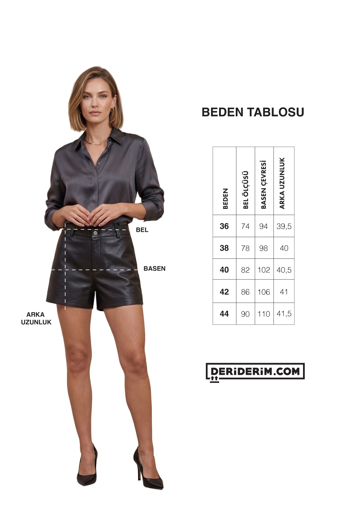 Alina Bej Hakiki Deri Kadın Şort