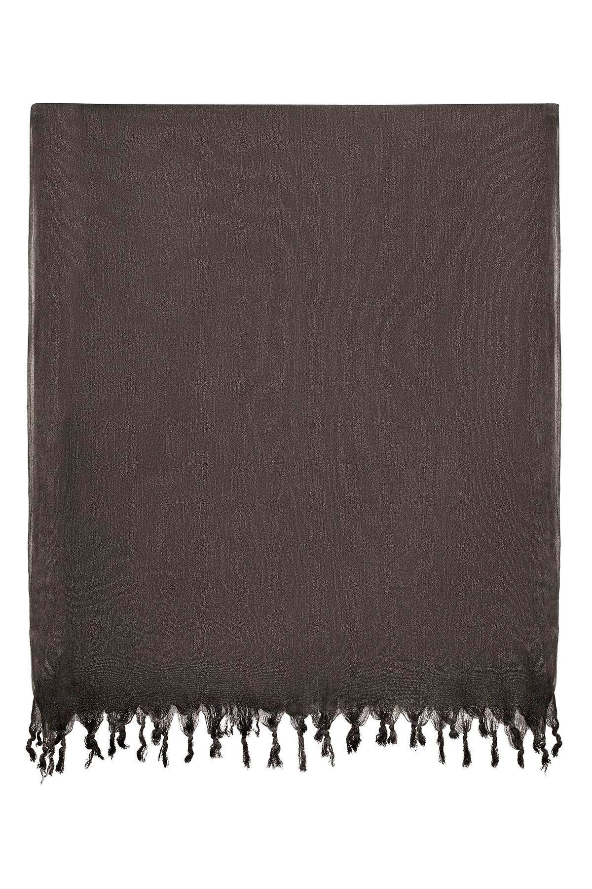 Antrasit Şile Bezi Püskül Detaylı Belden Bağlamalı Yazlık Plaj Pamuklu Pareo