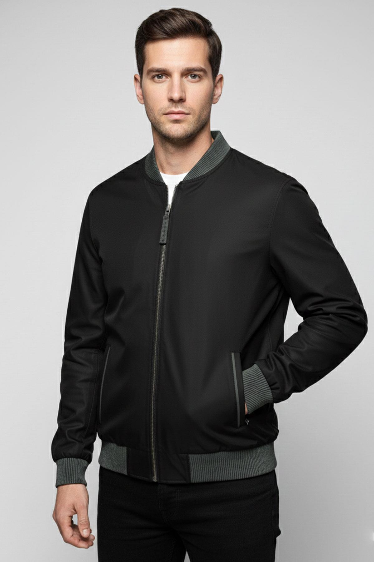 Apollo Çift Taraflı Hakiki Deri Yeşil Taşlama Bomber Erkek Mont