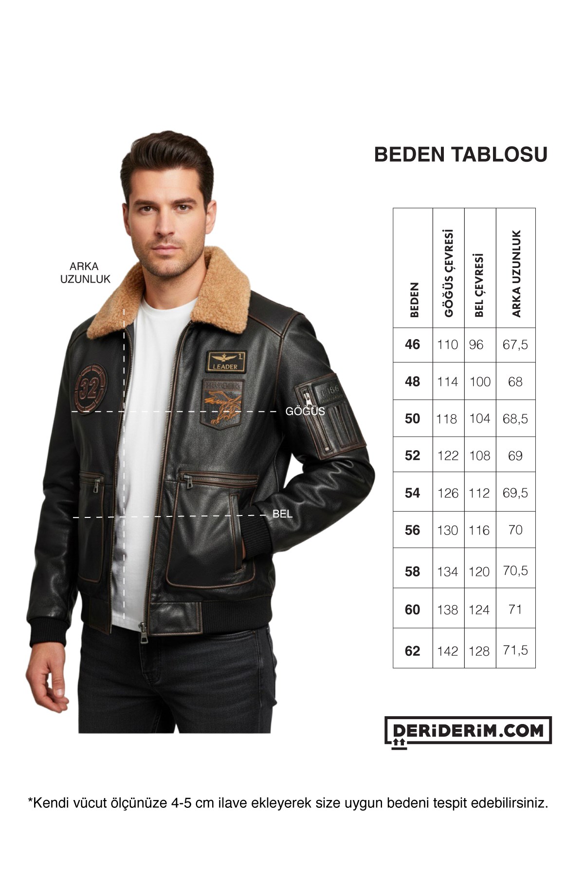 Aviator Siyah Armalı Hakiki Deri Erkek Bomber Mont