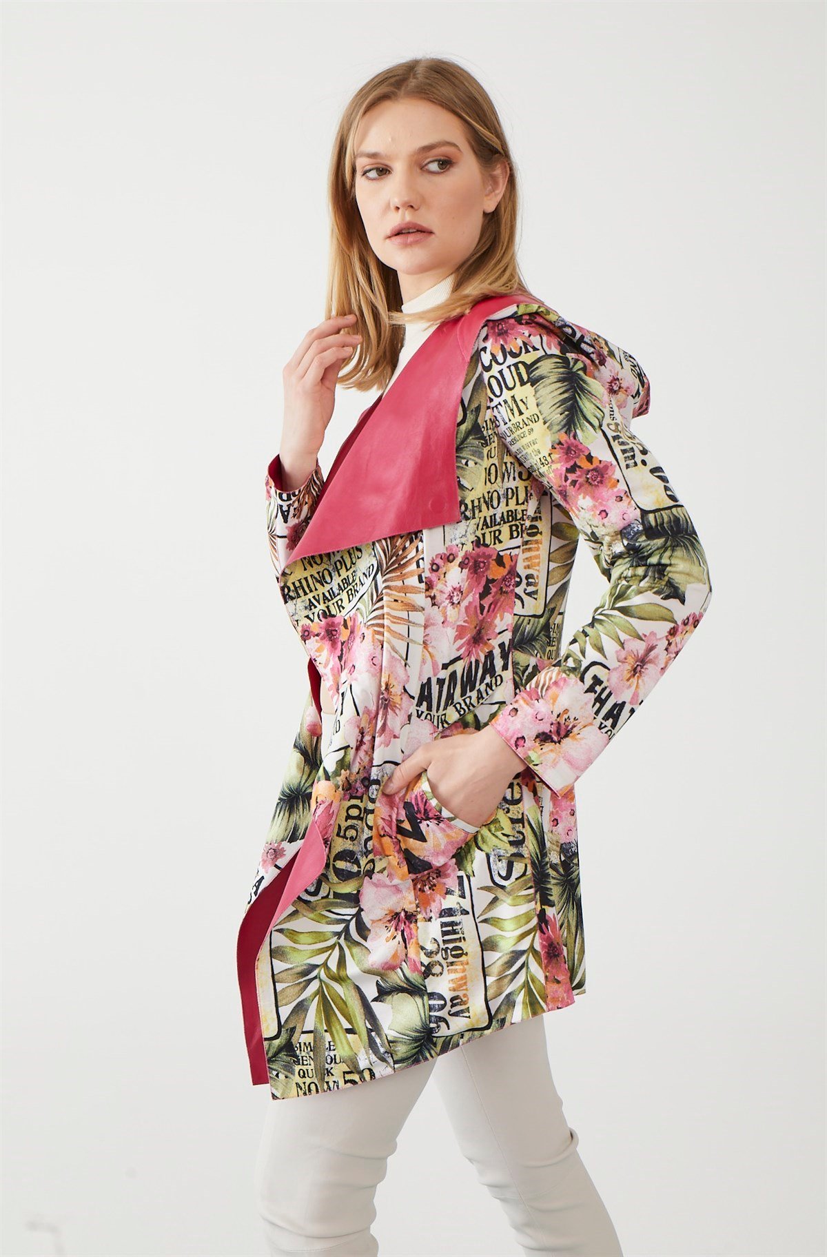 Beatrix Fuchsia Women's Double-Sided Leather Coat