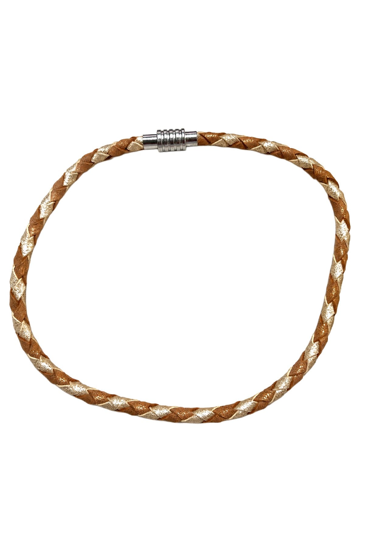 Beige Brown Knitted Leather Bracelet