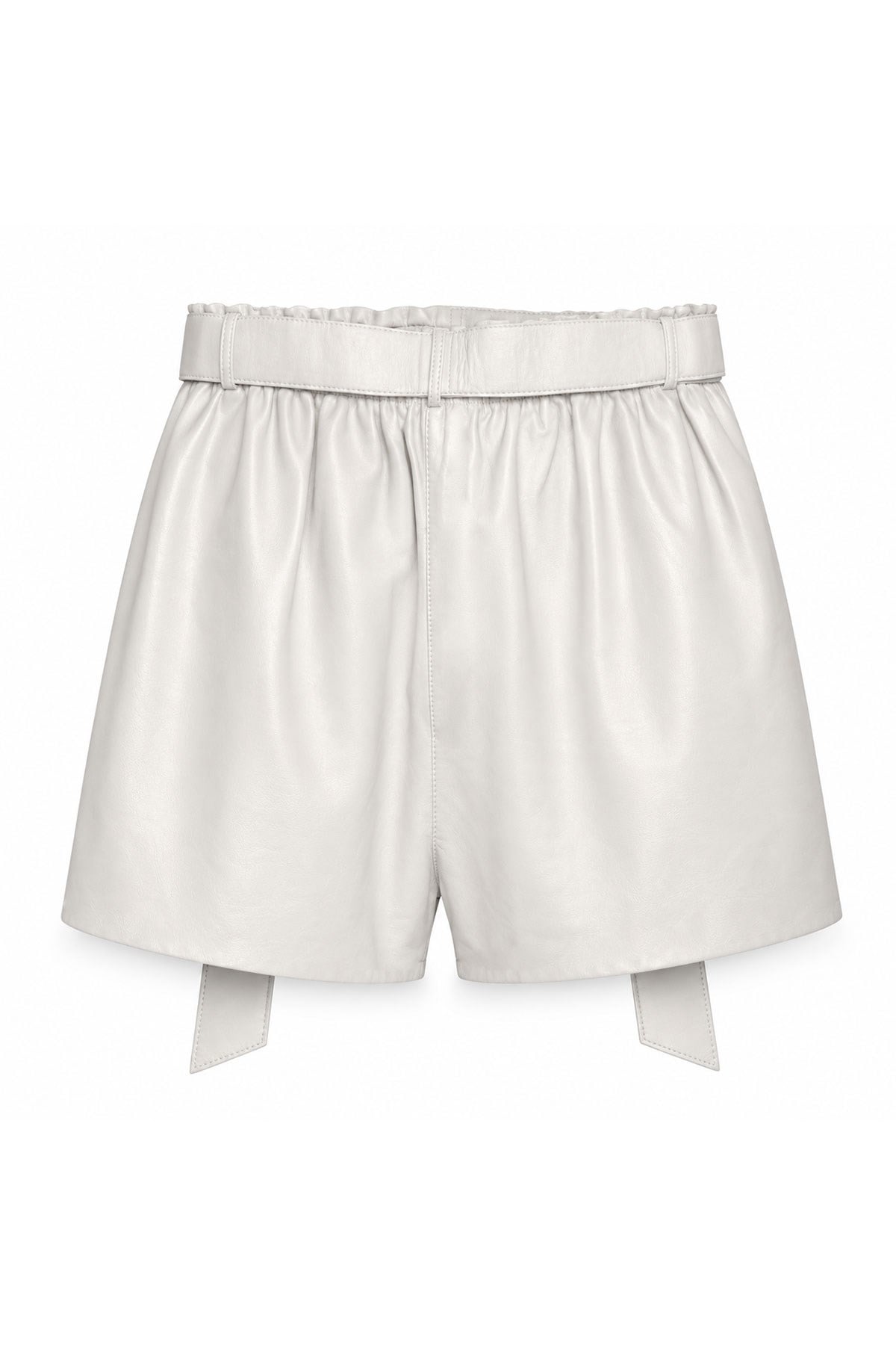 White Belt Detailed Women's Leather Shorts