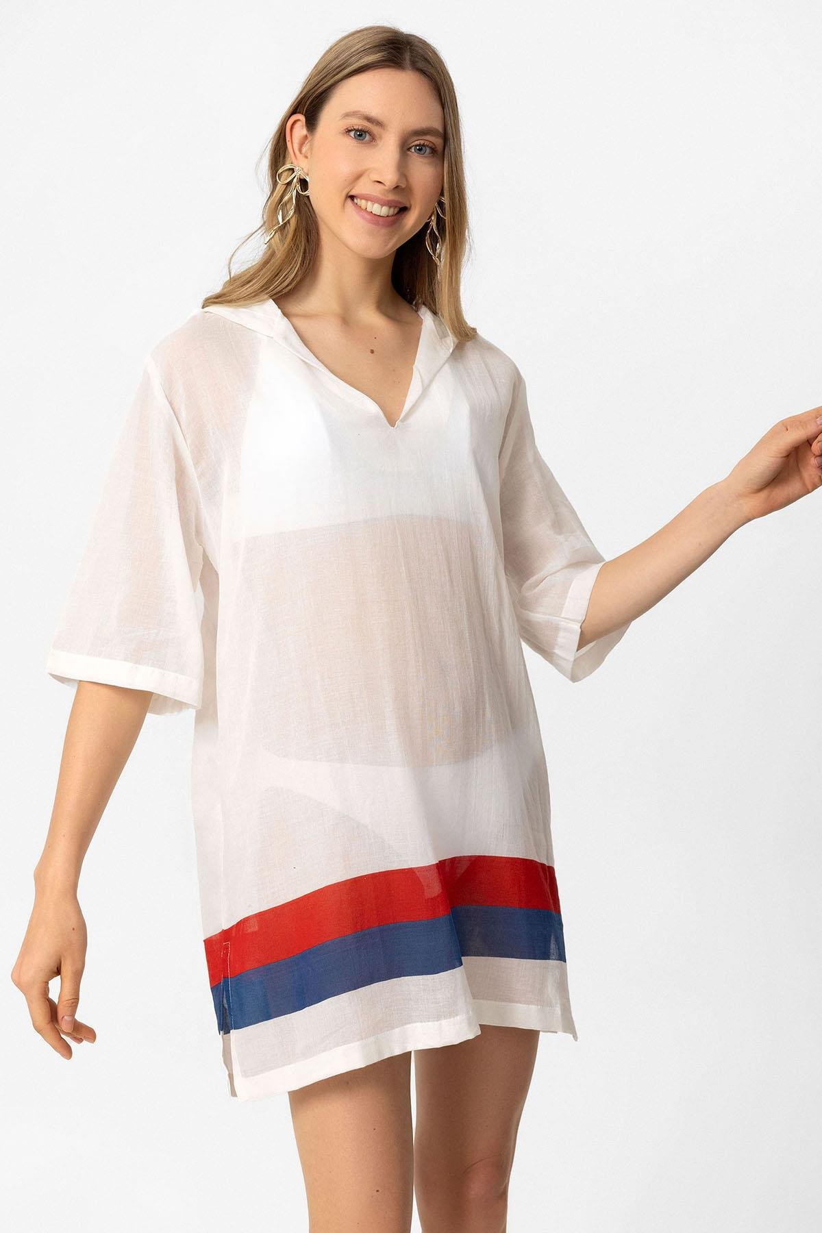 White Sile Cloth Hooded Pareo