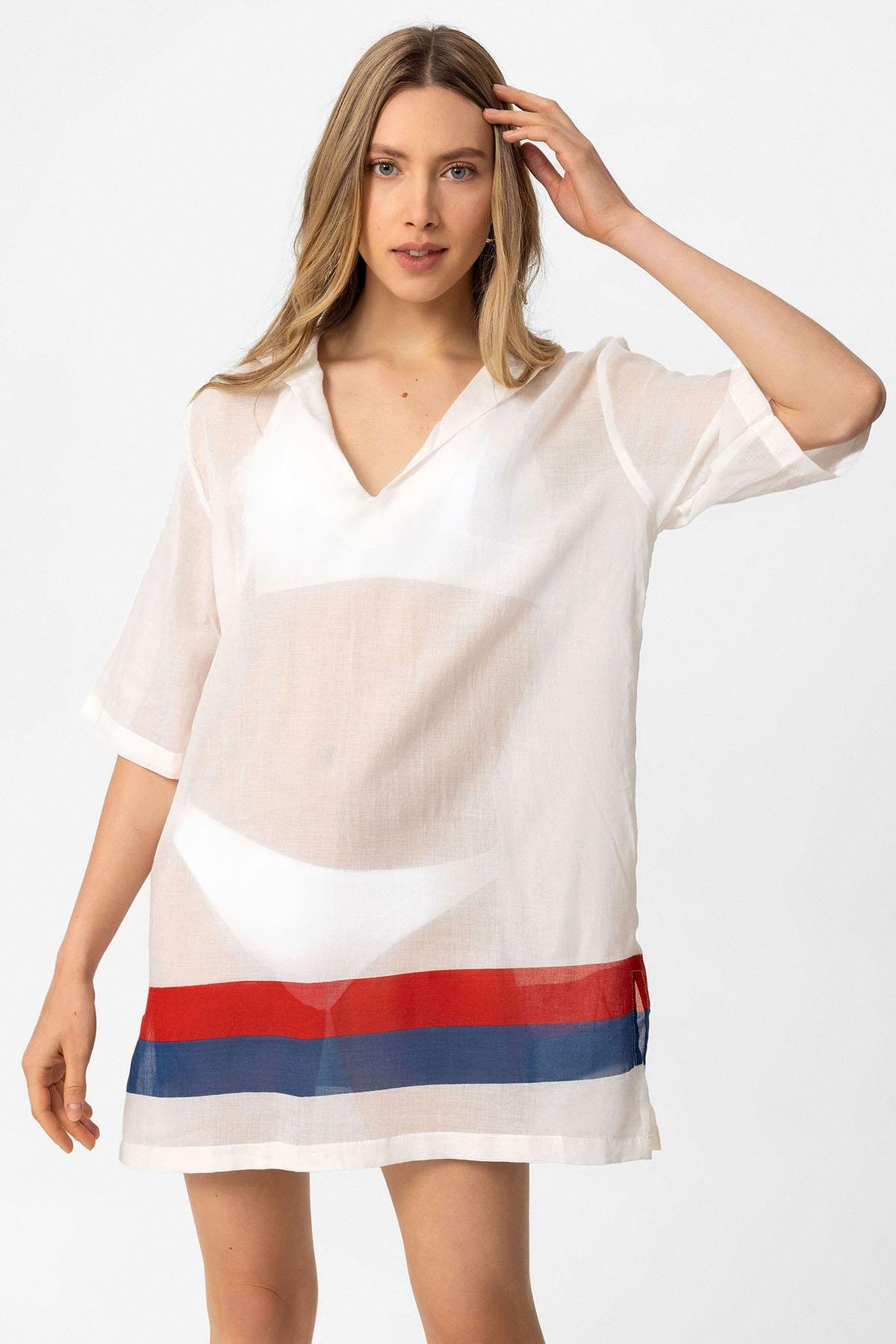 White Sile Cloth Hooded Pareo