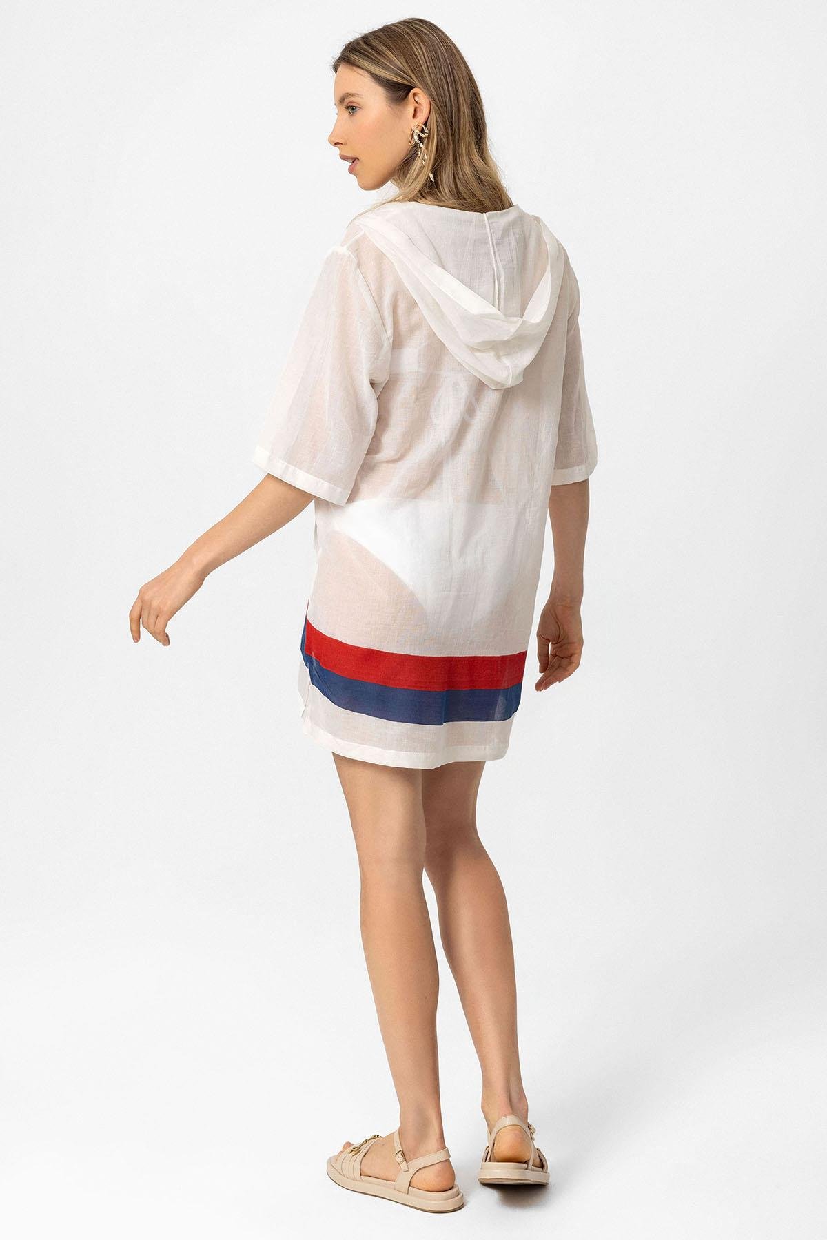 White Sile Cloth Hooded Pareo