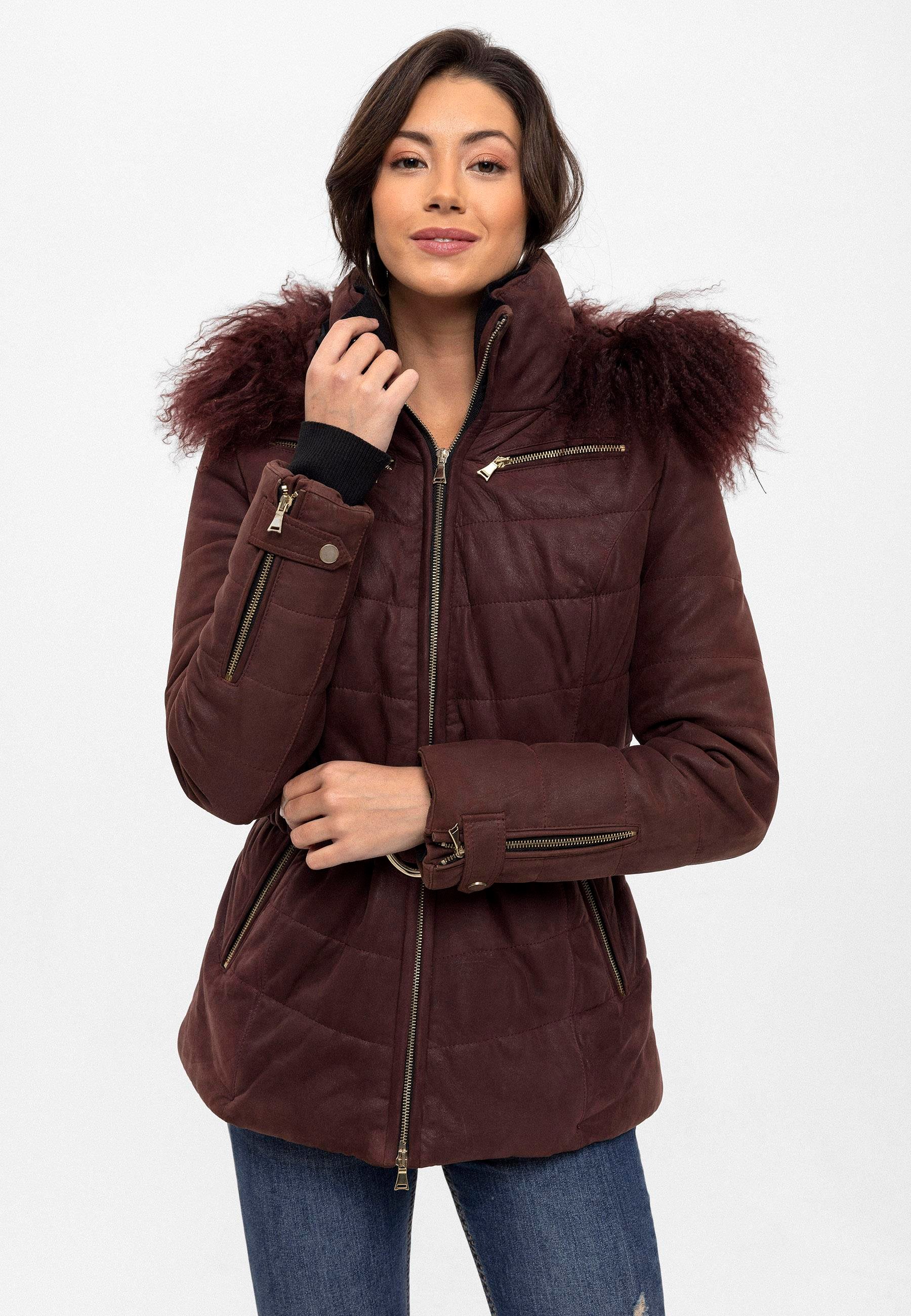 Burgundy Amber Women's Fur Coat
