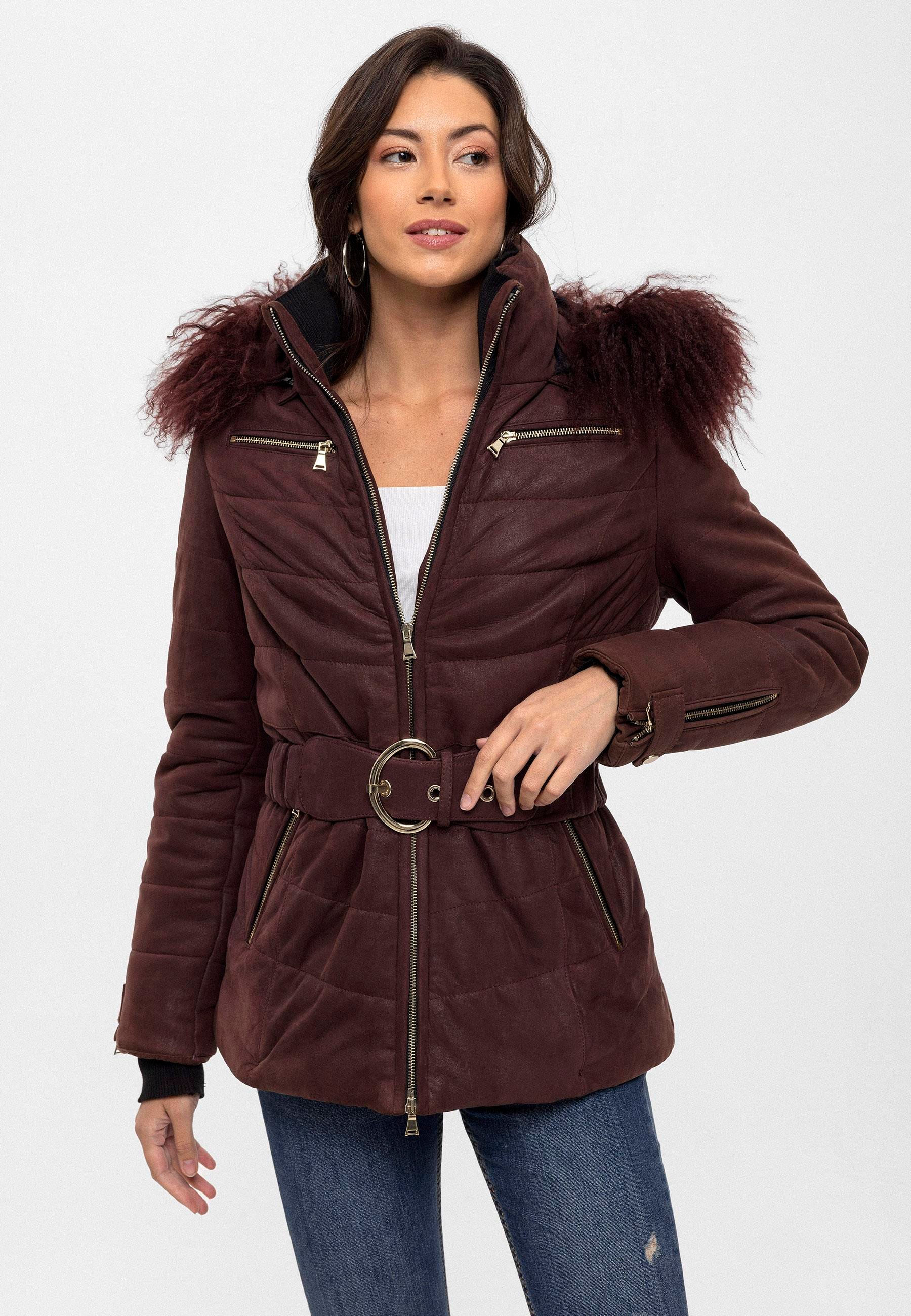 Burgundy Amber Women's Fur Coat