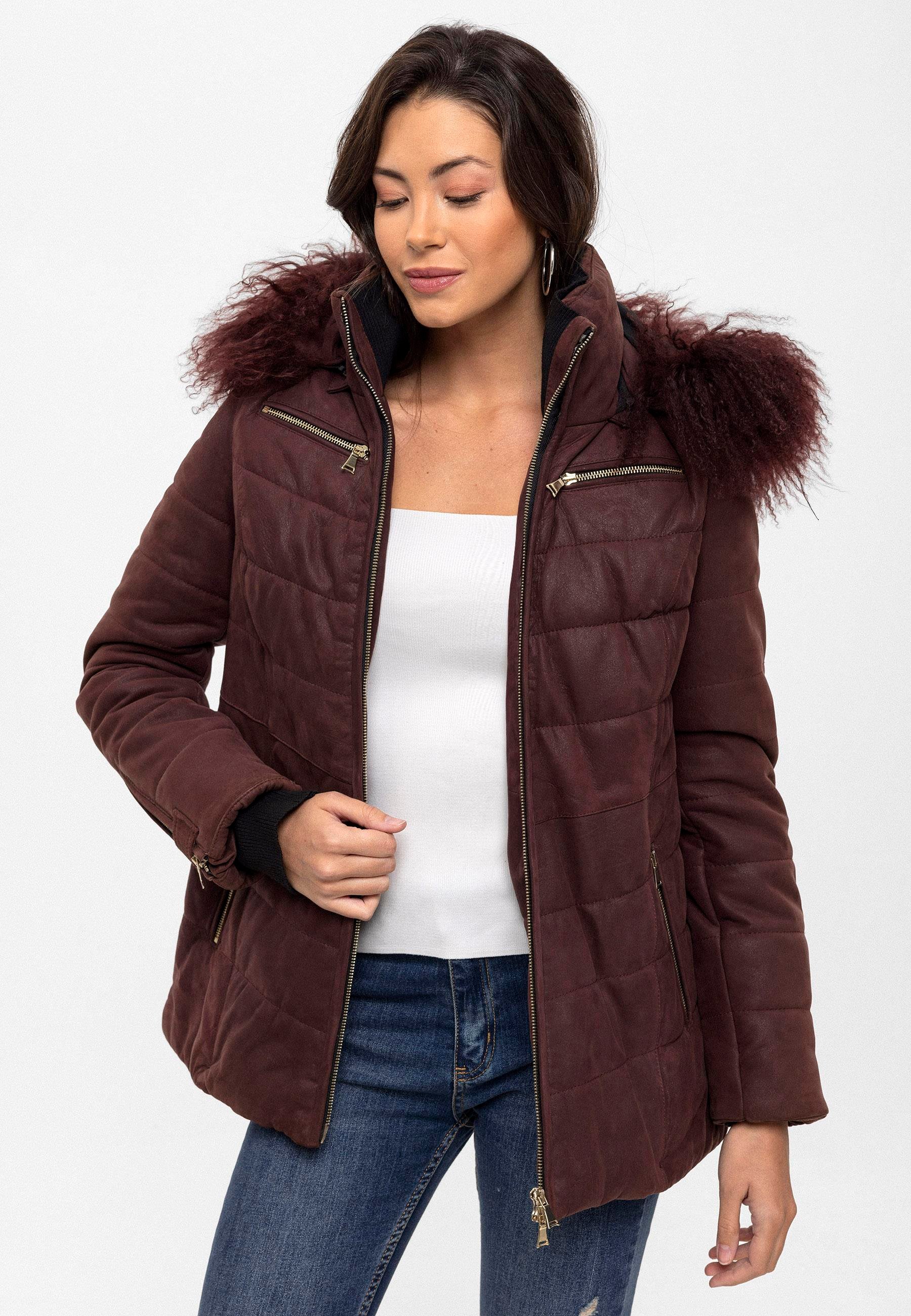 Burgundy Amber Women's Fur Coat