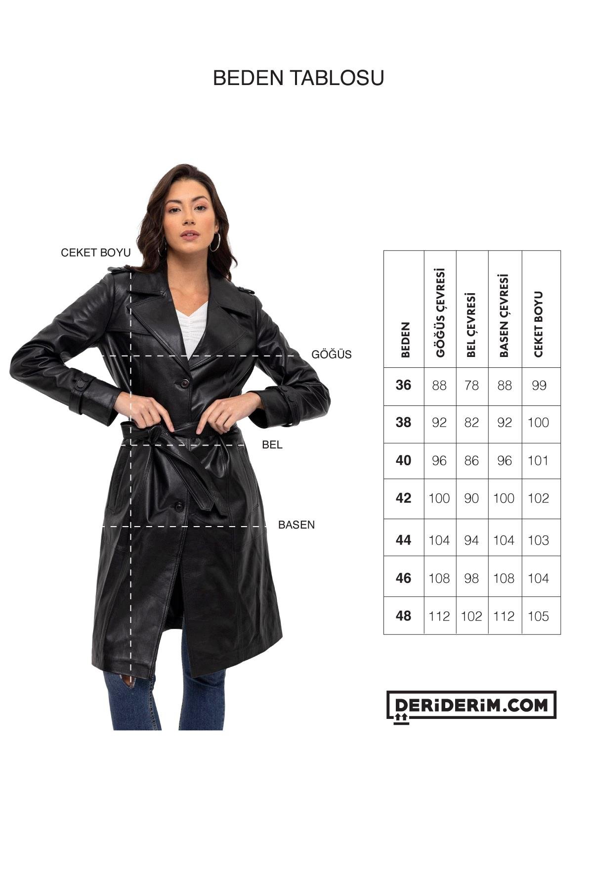 Bordo Cassie Yırtmaçlı Astarlı Kemerli Trençkot Kadın Hakiki Deri Kaban