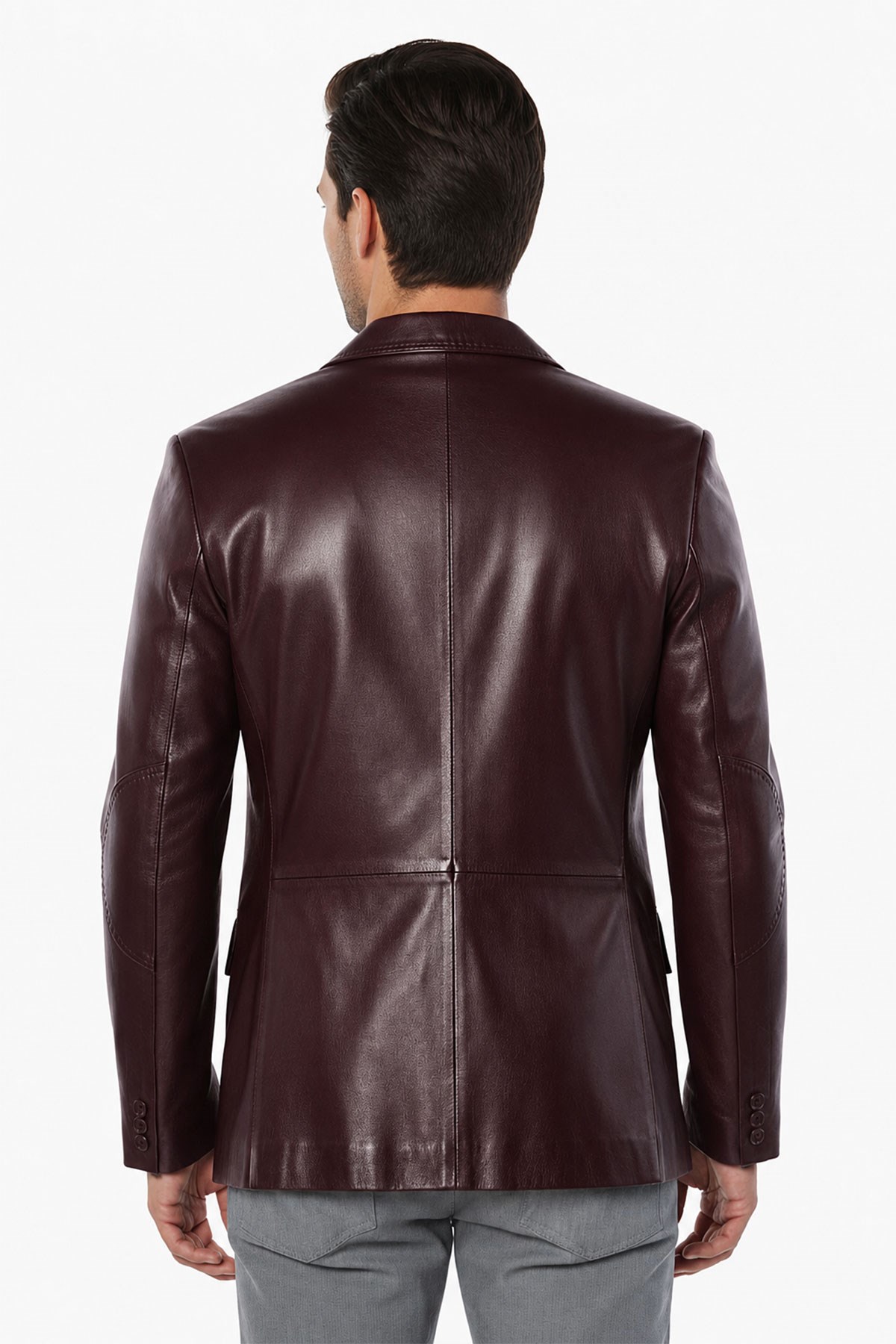 Bordo Lou Erkek Hakiki Deri Blazer Ceket