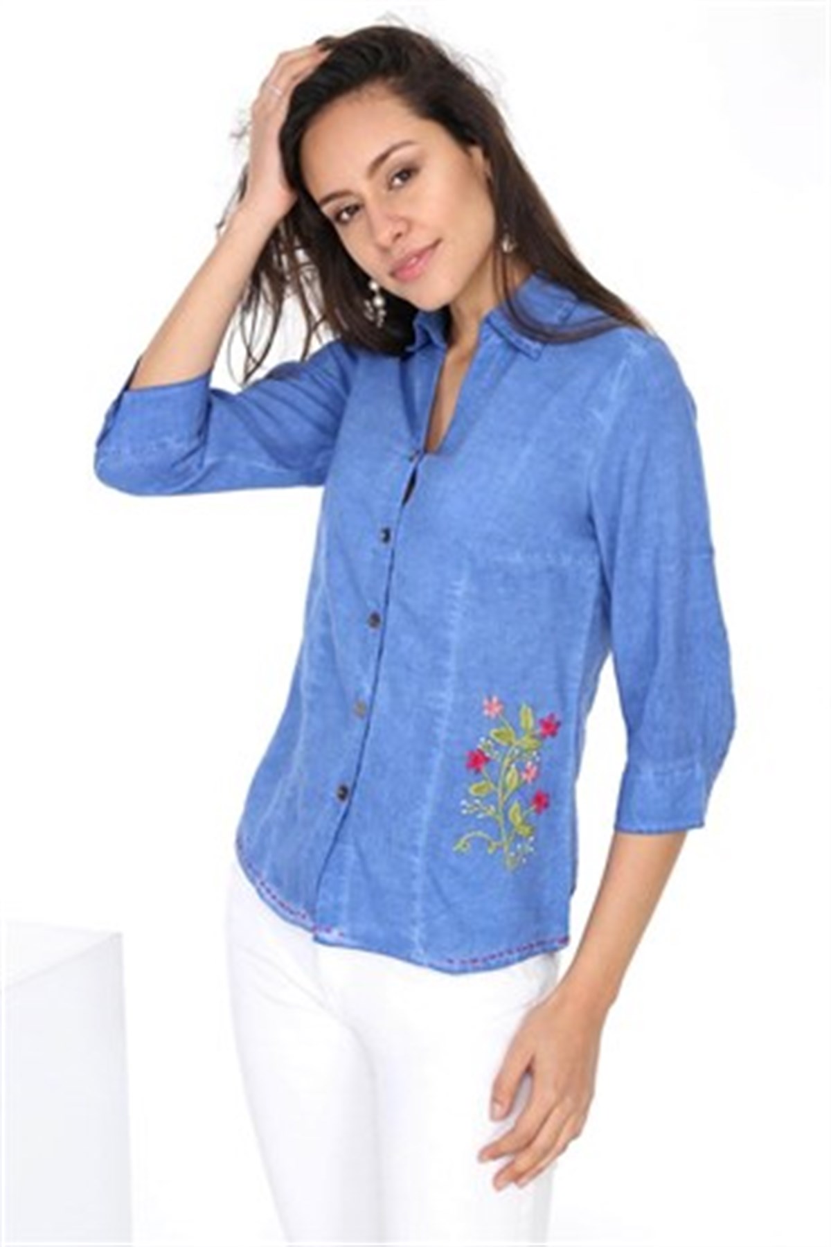 BULDAN BEZİ & ŞİLE BEZİ MAVİ BLUZ DB-259