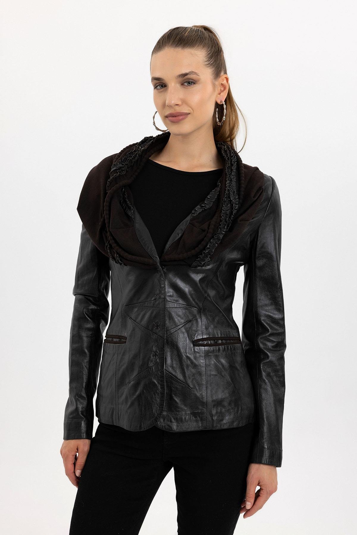 Camela Brown Womens Genuine Leather Jacket