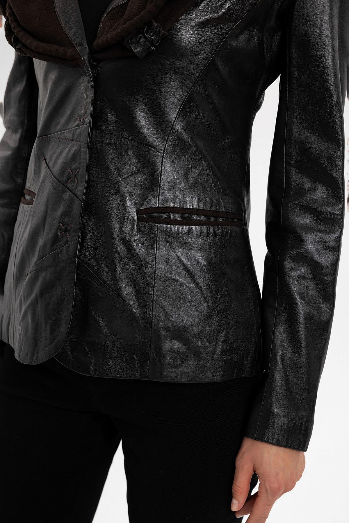 Camela Brown Womens Genuine Leather Jacket