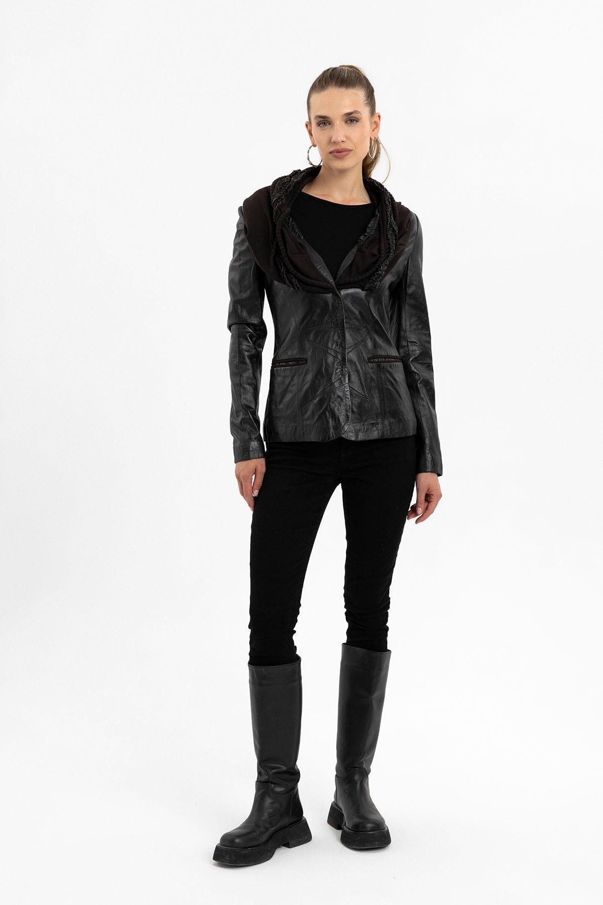 Camela Brown Womens Genuine Leather Jacket