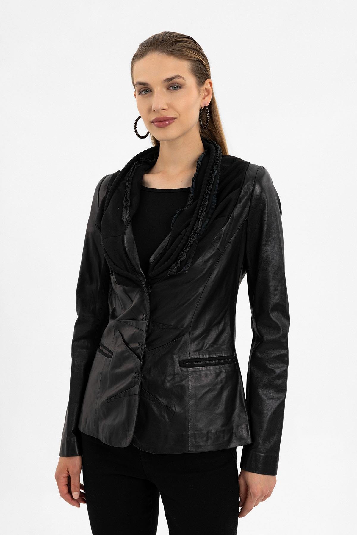 Camela Black Womens Genuine Leather Jacket