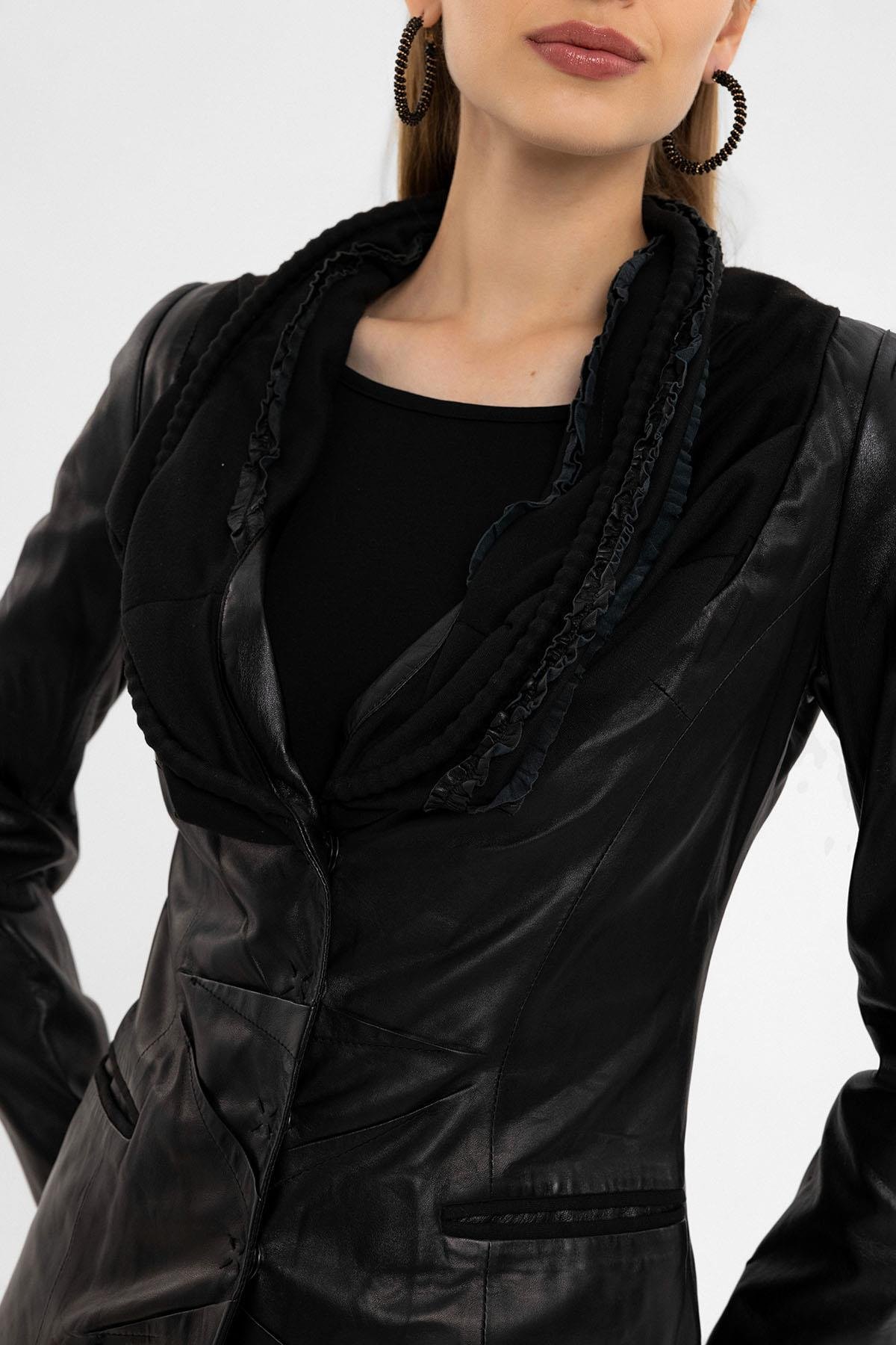 Camela Black Womens Genuine Leather Jacket