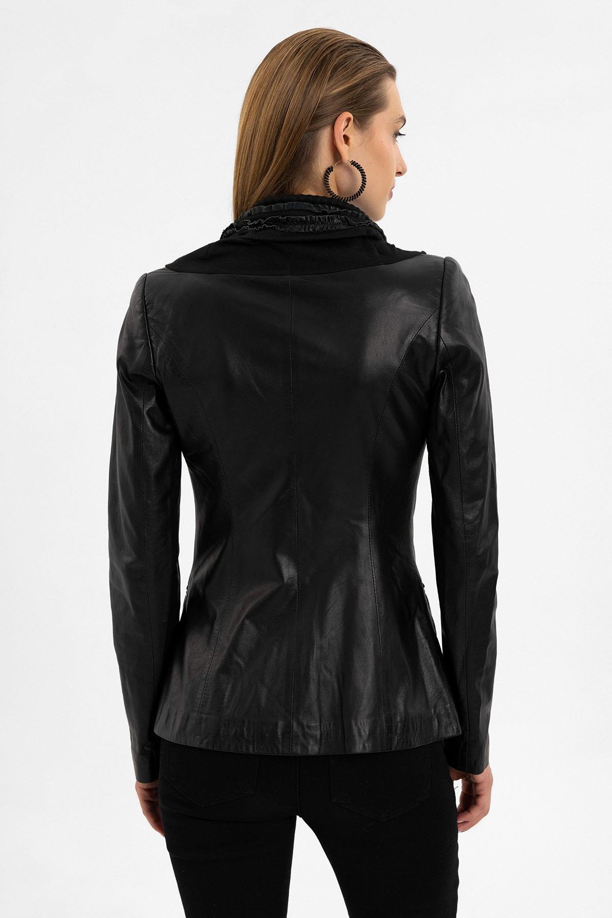 Camela Black Womens Genuine Leather Jacket