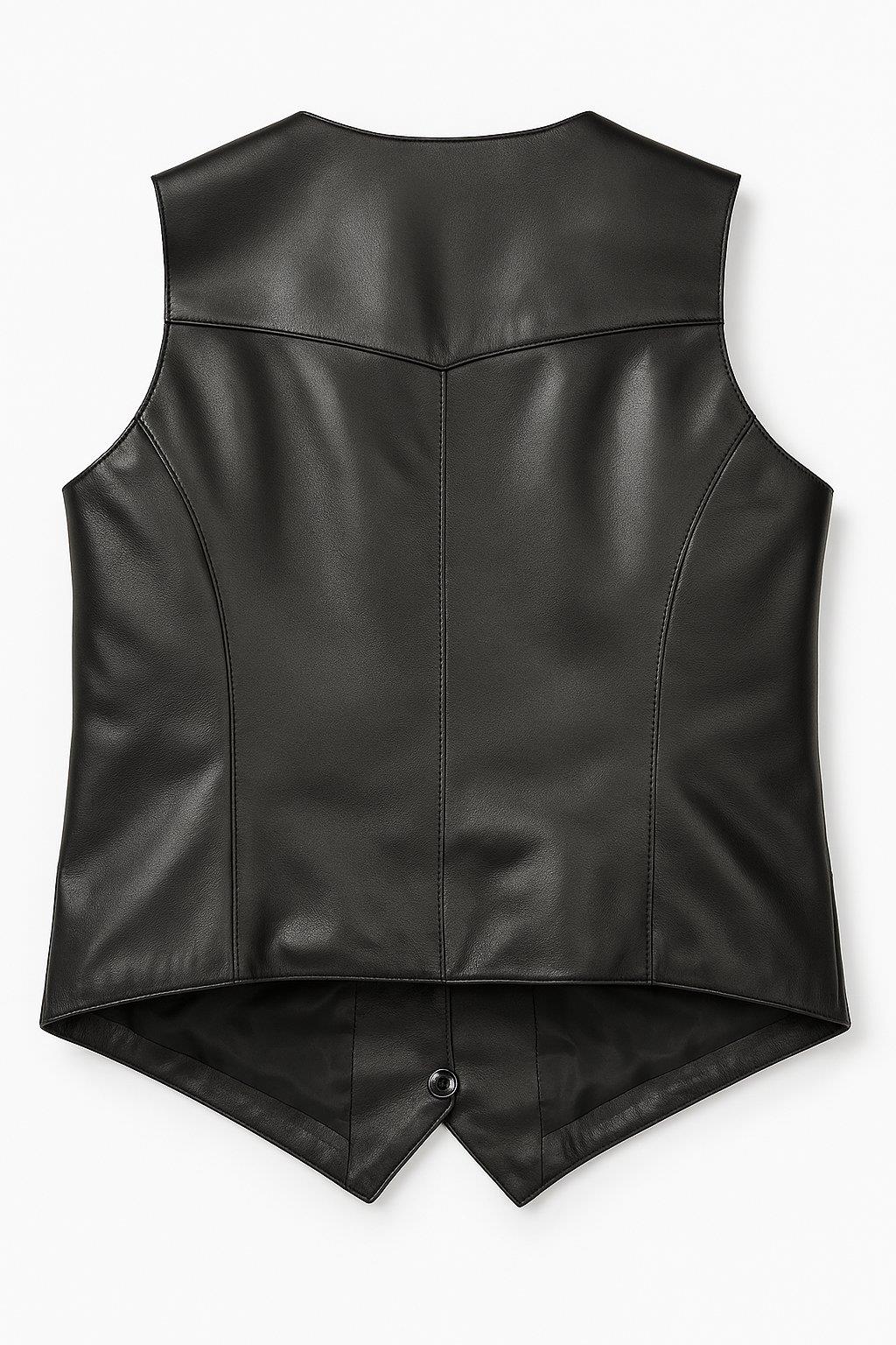 Carla Siyah Hakiki Deri Kadın Yelek