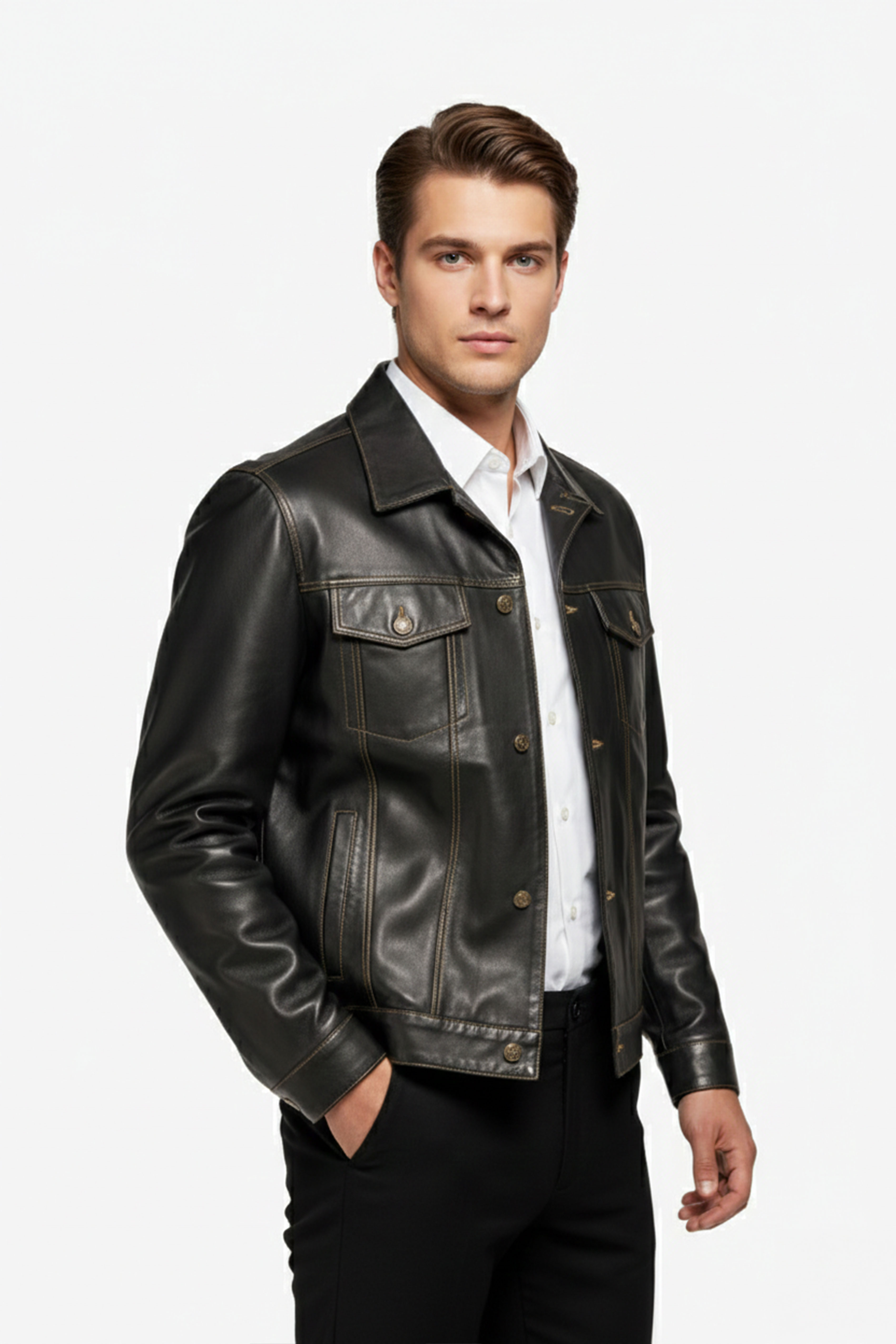 Classic Denim Hakiki Deri Ceket